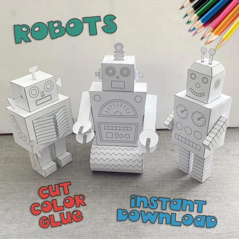 Ensemble Créatif Robots Papier