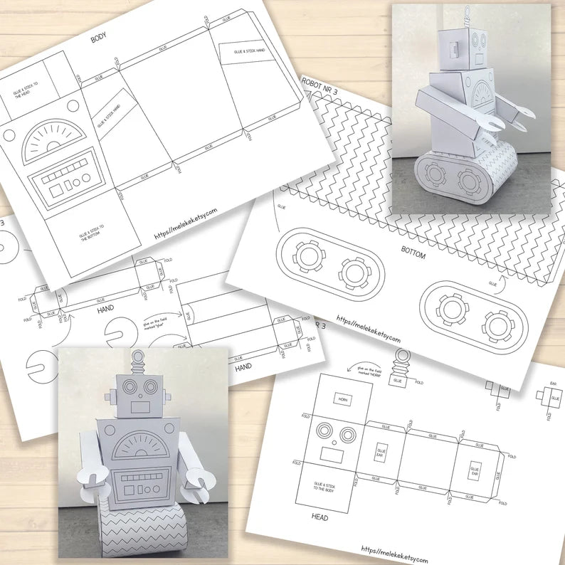 Ensemble Créatif Robots Papier